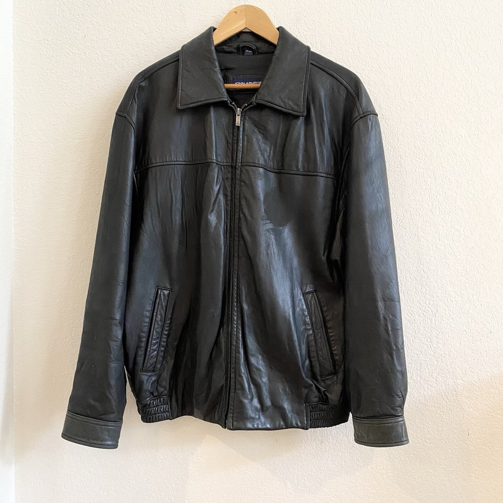 John Ashford Men's Bomber Leather Full Zip Jacket Size L